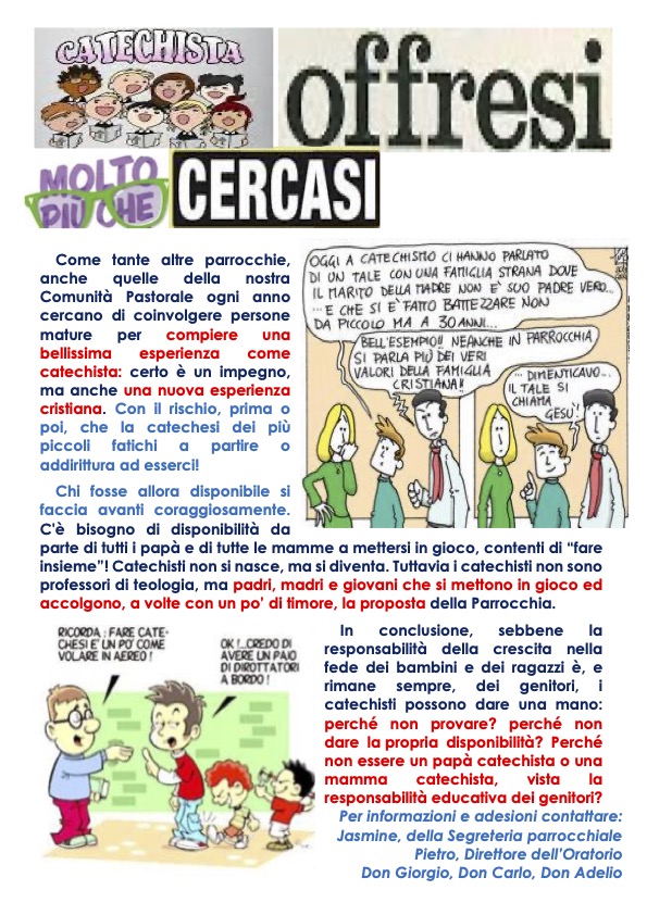 01 Locandina CATECHISTI OFFRESI PIU CHE CERCASI