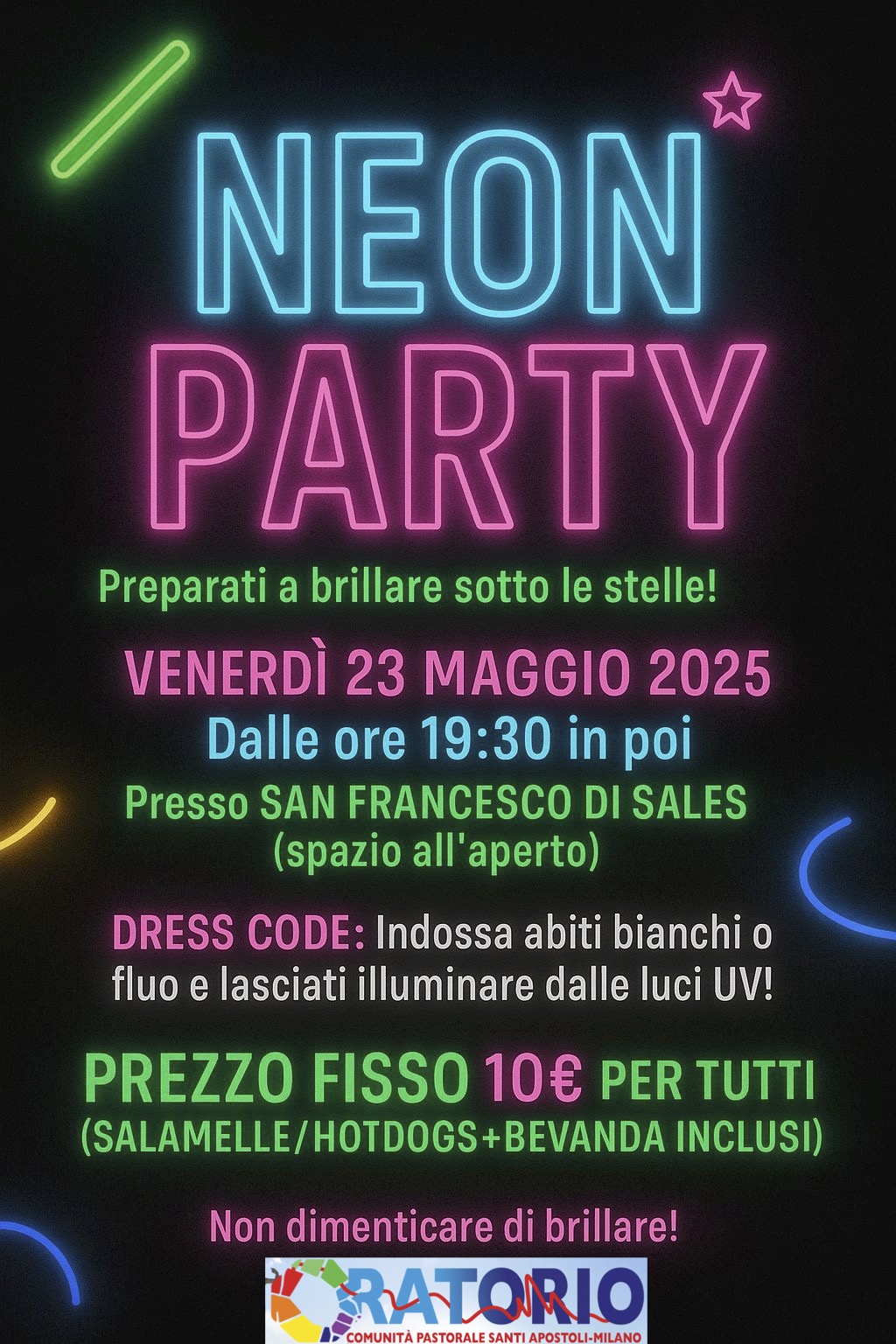 volantino festa neon 